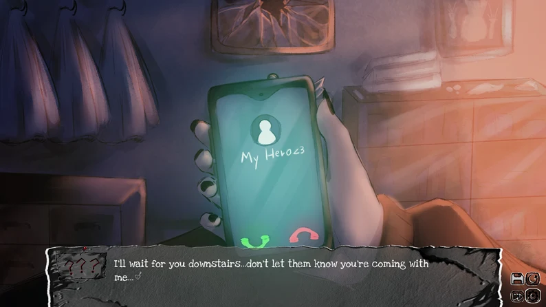 Bound By Insanity phone call displayed on a green phone in a bedroom