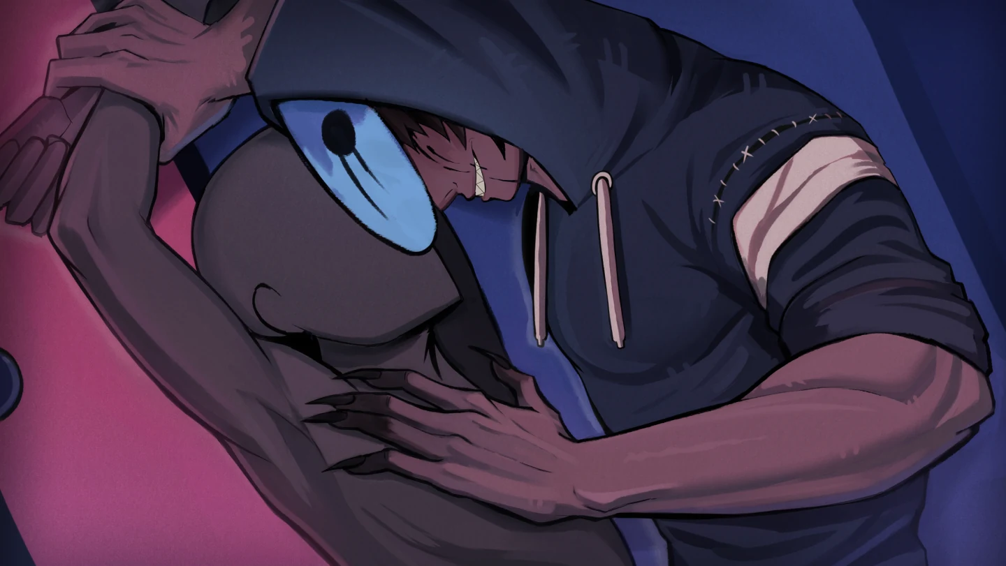 A masked bedroom visitor resembling Eyeless Jack in CreepyDates CHAPTER 4