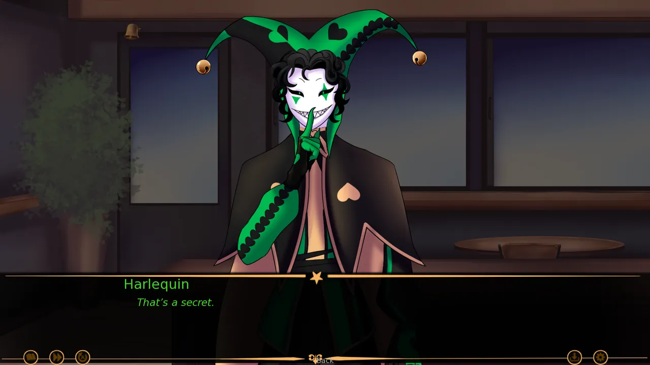 The Freak Circus Harlequin in a green and black costume